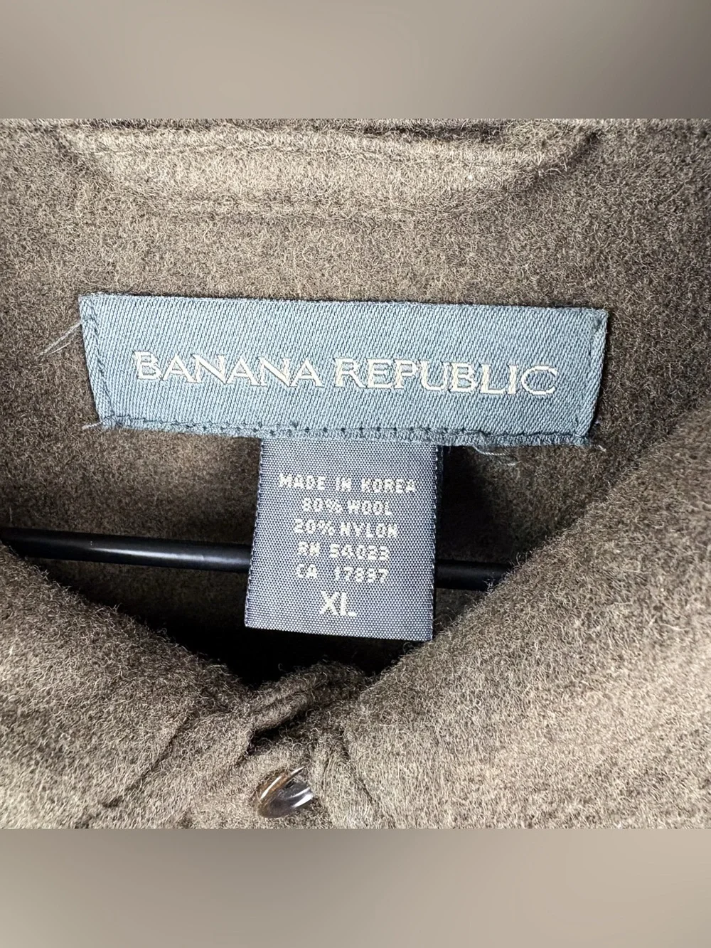 Banana Republic Vintage Wool Flannel Button Down Shirt Olive Green Brown Y2K